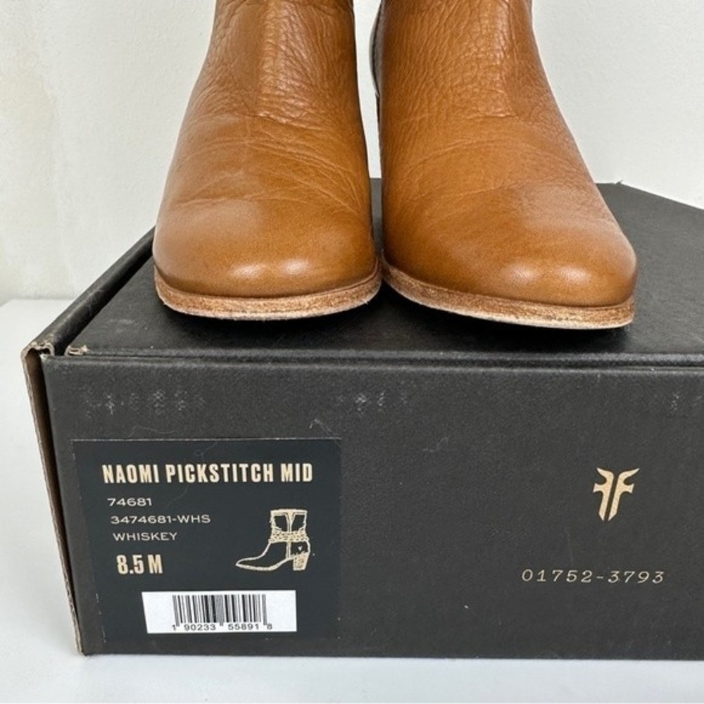 Frye Womens Naomi Pickstitch Mid Boots Leather Whiskey - Picture 6 of 11